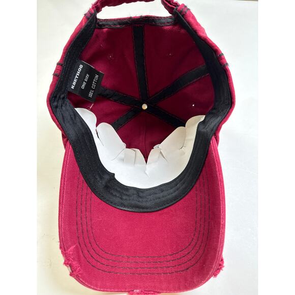 NWT Rockstar Distressed Red Baseball Ball Cap Hat Unisex Size OS Adjustable Soft - Picture 6 of 7